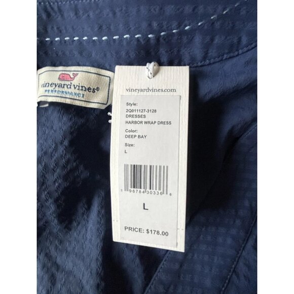 NWT Vineyard Vines Performance Harbor Wrap Dress Navy Sz Large - Picture 11 of 14